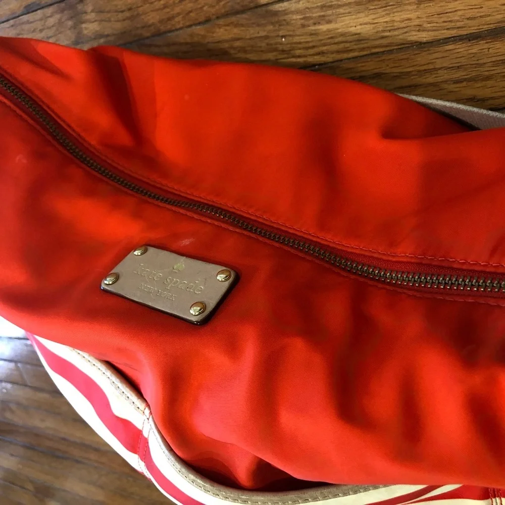 Kate Spade Diaper Bag, orange/white stripes